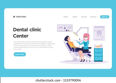 dental clinic medical checkup illustration for website landing page Premium Vector