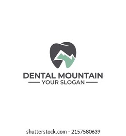 Dental clinic with mountain sign logo design vector