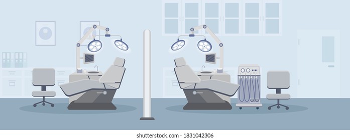 Dental clinic or dental office interior flat design vector illustration