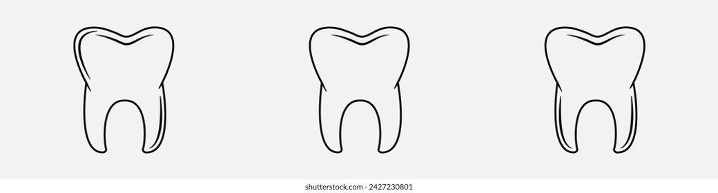 Dental clinic outline icon set. Outline teeth	
