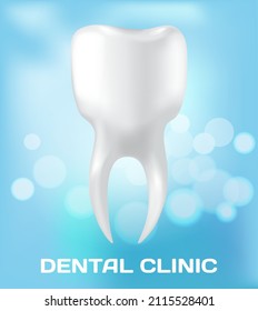 Dental clinic poster vector illustration. Advertising of hospital for teeth treatment. Medical services for installation of dental implant. Human gum with healthy teeth and denture on dentistry banner