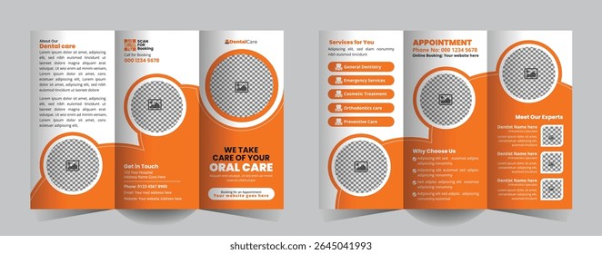 Dental Clinic Services Trifold Brochure Design Template
