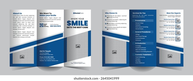Dental Clinic Services Trifold Brochure Design Template