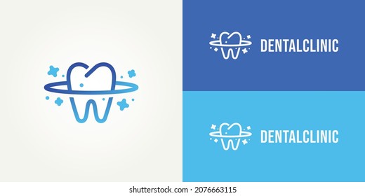 dental clinic simple minimalist logo. tooth icon with cleaning symbol logo vector illustration design