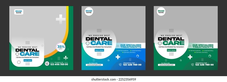 dental clinic social media post template or square flyer