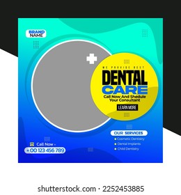 dental clinic social media post template or square flyer