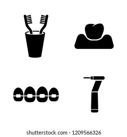 Dental Clinic Stomatology. Simple Related Vector Icons Set for Video, Mobile Apps, Web Sites, Print Projects and You Design. Dental Clinic, Stomatology icon Black Flat Illustration on White Background