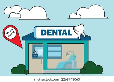 Dental Clinic Store illustration vector, add your landmark on location pin