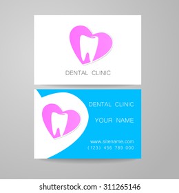 Dental Clinic. Template design of logo and corporate identity. Business Card. 