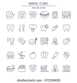 Dental Clinic thin line Icons Set. Perfectly to your website, logos, advertisement, promotion material, sticker etc.