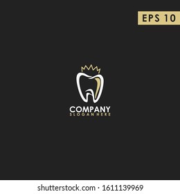 Dental Clinic Tooth King Logo Design With Luxury Vector Template. Dentist Stomatology Medical Doctor Logotype Concept Icon.