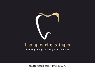 dental clinic tooth logo design vector illustration. Dental icon. Usable for Business and health care Logos, Isolated on dark background