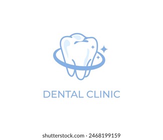 dental clinic tooth logo design vector illustration linear style