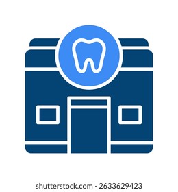 Dental Clinic Vector for Healthcare and Oral Treatment. Building with tooth sign icon, dentist office illustration, medical center concept