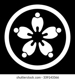Dental Clinic vector icon. Style is flat rounded symbol, white color, rounded angles, black background.