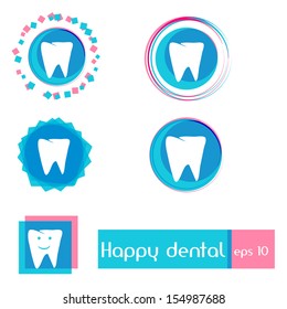 Dental clinic vector icons . Simple & Clean Design with Happy Smile . Best for Children Dental Health.