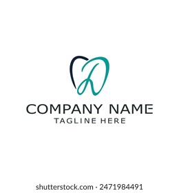 dental clinic vector logo letter D. white background