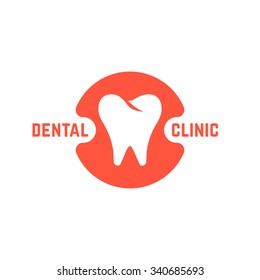 dental clinic with white tooth. concept of dental implant, dentist office mark or app, prosthetics, recovery. isolated on white background. flat style trend modern brand design vector illustration