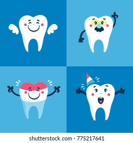 Dental collection for your design. Vector Illustrations for children dentistry and kids about toothache, care and treatment