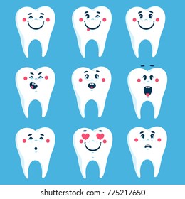 Dental collection for your design. Vector Illustrations for children dentistry and kids about toothache, care and treatment