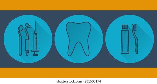 Dental colorful flat set.Vector illustration