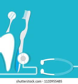  Dental Concept Frame. Healthy Clean Teeth. Dentist Tools and Equipment.