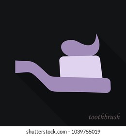 Dental concept. Toothbrush with toothpaste isolated. Flat design, care health, hygiene healthy, illustration