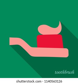 Dental concept. Toothbrush with toothpaste isolated. Flat design, care health hygiene illustration