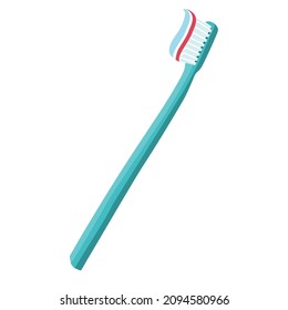 Dental concept. Toothbrush with toothpaste isolated. Care health design, hygiene healthy. Vector 