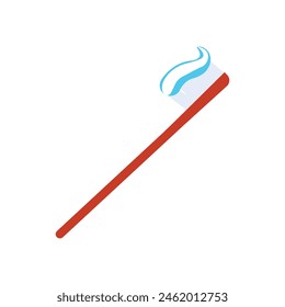 Concepto dental. Cepillo de dientes con pasta de dientes aislada. Diseño plano, cuidado de la salud, higiene saludable, Vector 