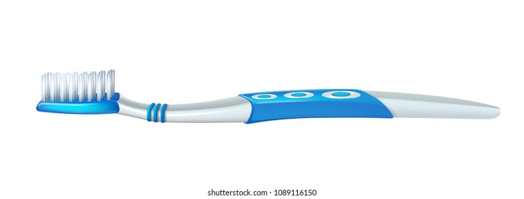 Dental concept.Blue plastic toothbrush.3D, realistic, Dental design element for advertising, brochures, banners and educational literature,vector illustration