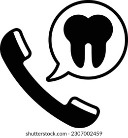 dental consultancy on phone concept, Talk to your Teeth specialists vector icon design, odontology symbol, oral medicine sign, Dental instrument stock illustration