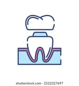 Dental Crown Fill Color Icon, Vector illustration