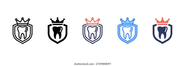 Zahnärztliche Krone Symbol Set Multiple Style Collection