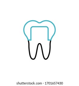Dentalkronensymbol Vektorillustration Illustration zwei Farblinien Stil Design. einzeln auf weißem Hintergrund