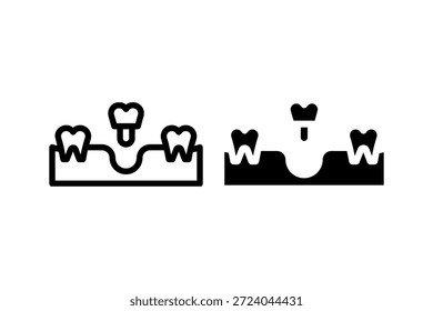 Dental crown icons in outline and solid styles.