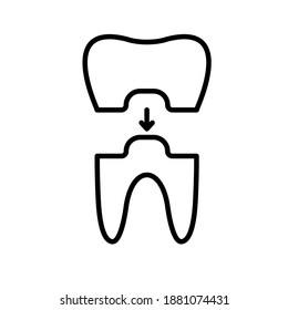 Dental crown line icon, dental and stomatolgy, tooth crown sign. Dentist, orthodontics line icon. Dental crown, tooth treatment sign, medical elements