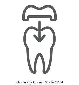 Dental crown line icon, stomatology and dental, ceramic tooth sign vector graphics, a linear pattern on a white background, eps 10.