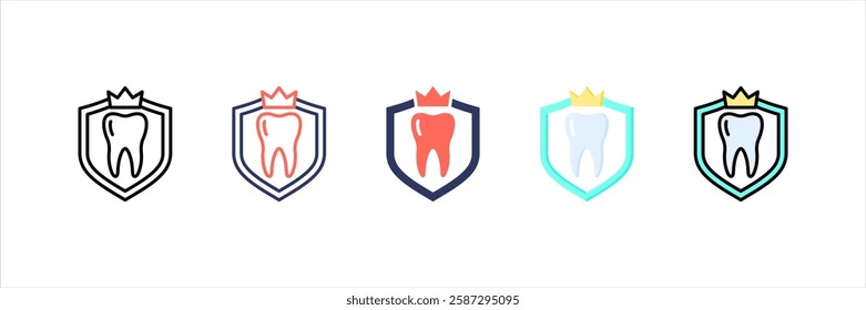 Dental Crown Multi Style Icon Set