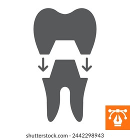 Dental crown solid icon, glyph style icon for web site or mobile app, dentistry and treatment, tooth restoration vector icon, simple vector illustration, vector graphics.