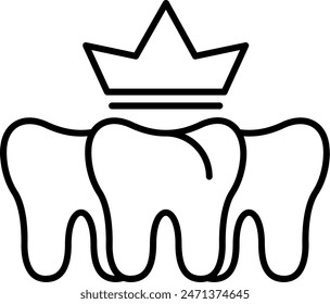 Dental Crown Vector Line Icon Design