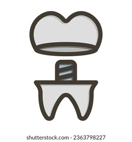 Dental Crown Vector Thick Line Filled Colors Icon For Personal And Commercial Use.
