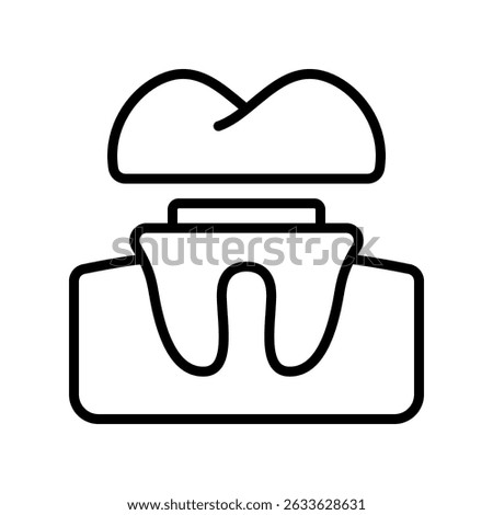 Dental Crown Vector for Tooth Restoration and Repair. Oral cap icon, dental procedure design, crown placement concept