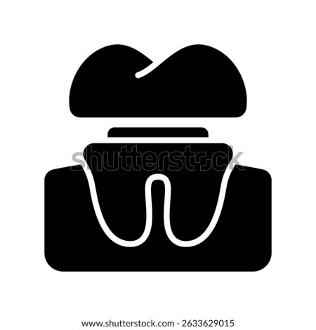 Dental Crown Vector for Tooth Restoration and Repair. Oral cap icon, dental procedure design, crown placement concept