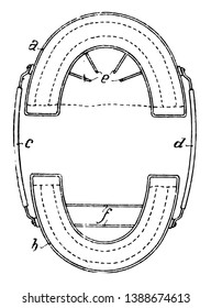 Dental cup is used by the dentist's physicians to make an impression teeth open mouth, vintage line drawing or engraving illustration.