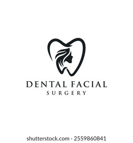 Dental Dentist Dentistry Facial Logo Design, Beautiful Woman's Face Graphic Vector