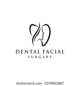 Dental Dentist Dentistry Facial Logo Design, Beautiful Woman's Face Icon Vector