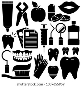 Dental, dentist, tooth vector icon set.