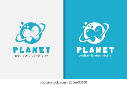 Dental Dentistry Logo Design with Fun Planet Concept.
