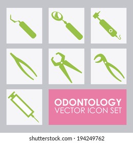Dental design over gray background, vector illustration